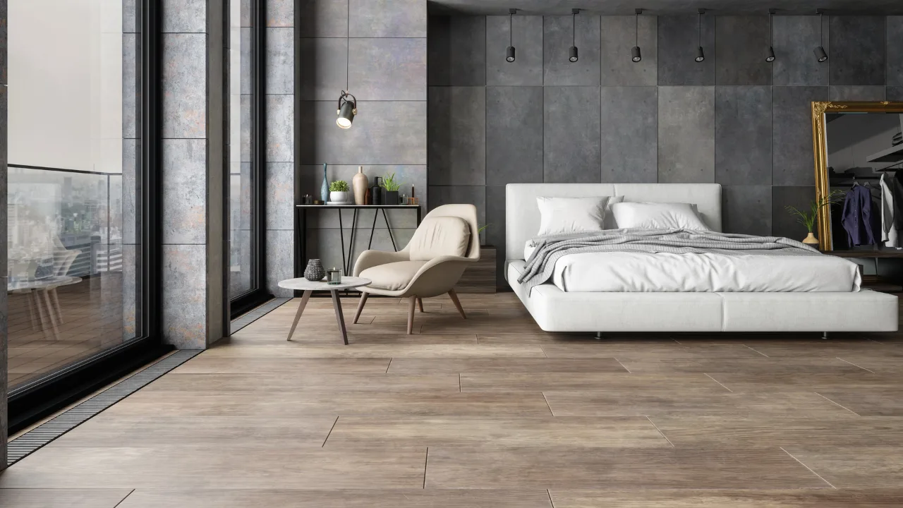 Wide-plank engineered wood detail in an Edmond, OK home