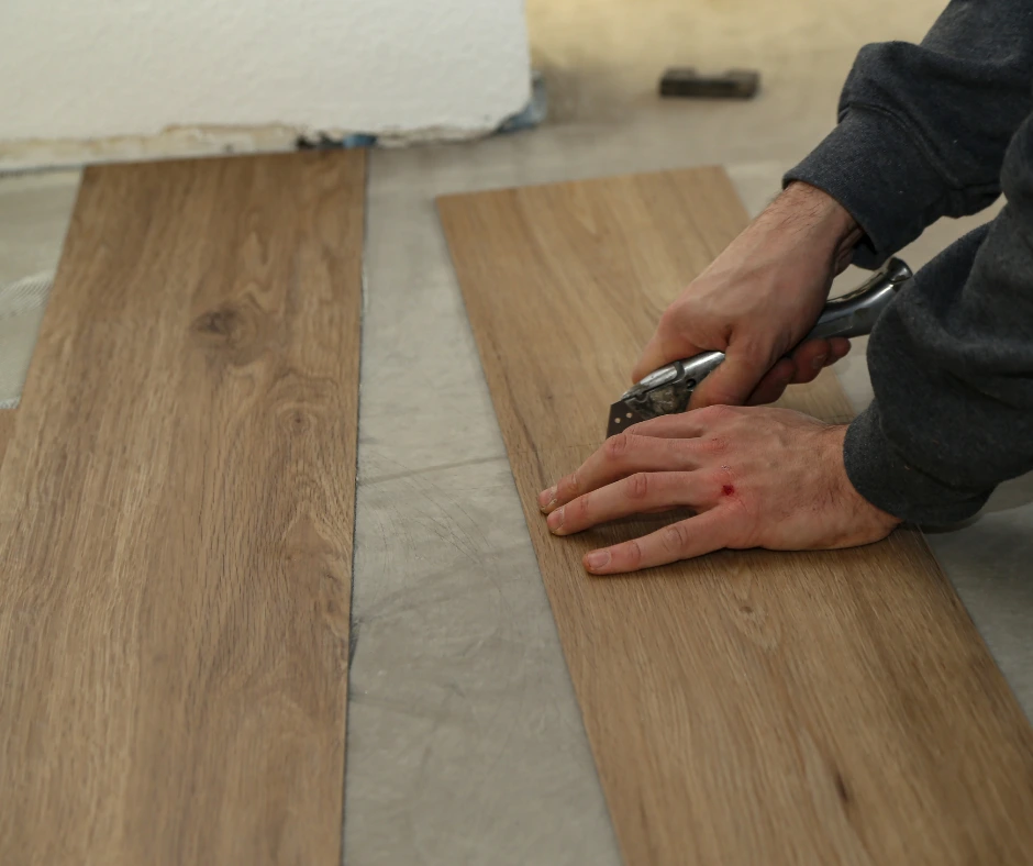 Glue-down luxury vinyl tile (LVT) installed in an Oklahoma City home